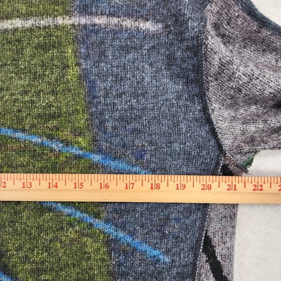 Trisha Tyler Sweater Womens Large Blue Gray Abstract Long Sleeve Knit Pullover - Picture 4 of 11